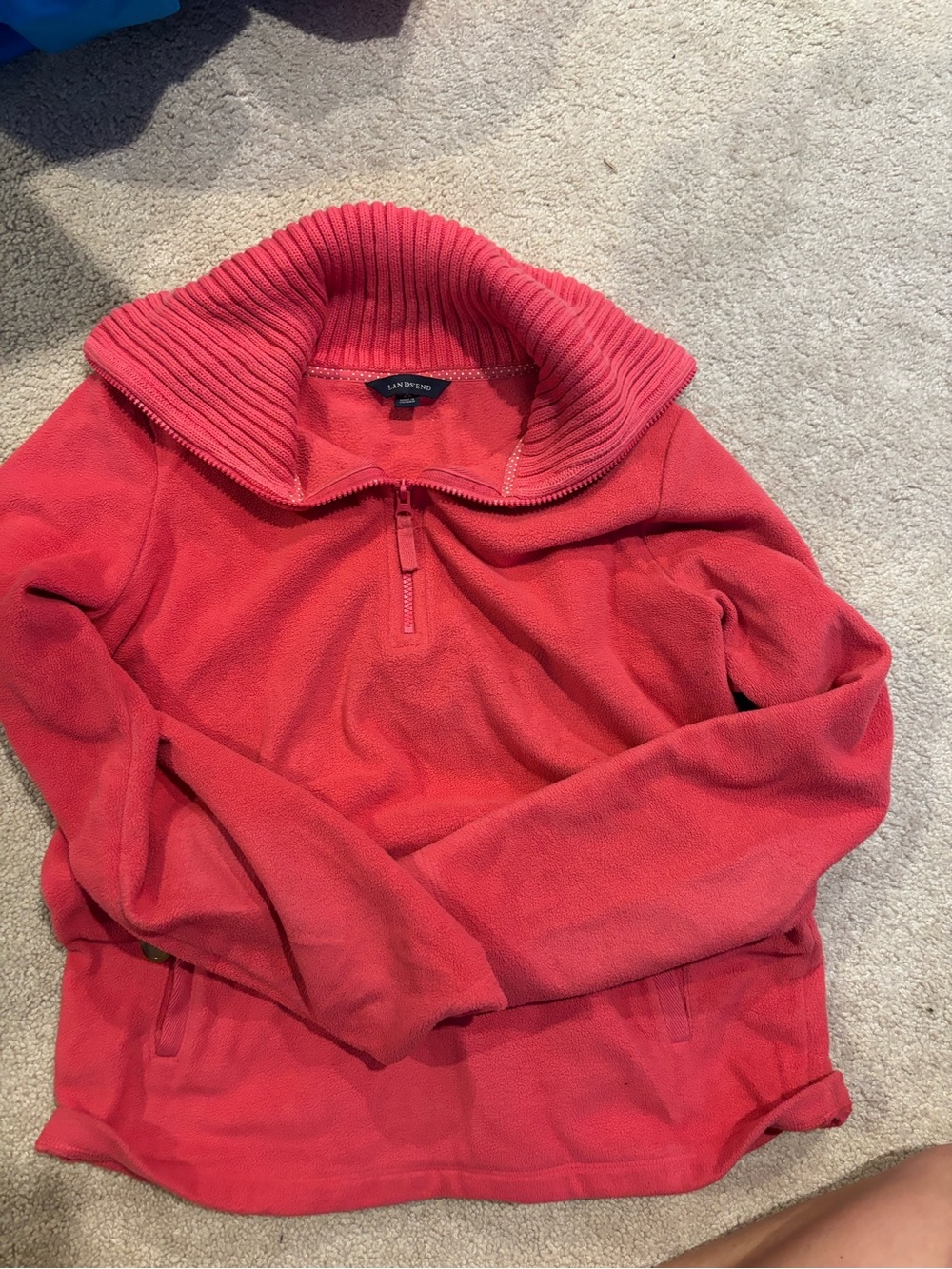 Lands' End Men's Coral Zip-Neck Fleece Pullover